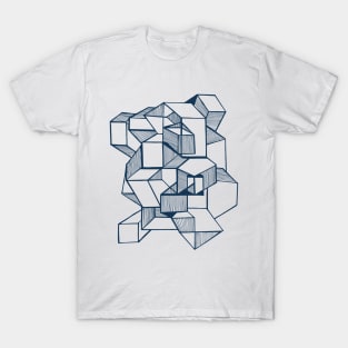 Geometric lineart futuristic city blue T-Shirt